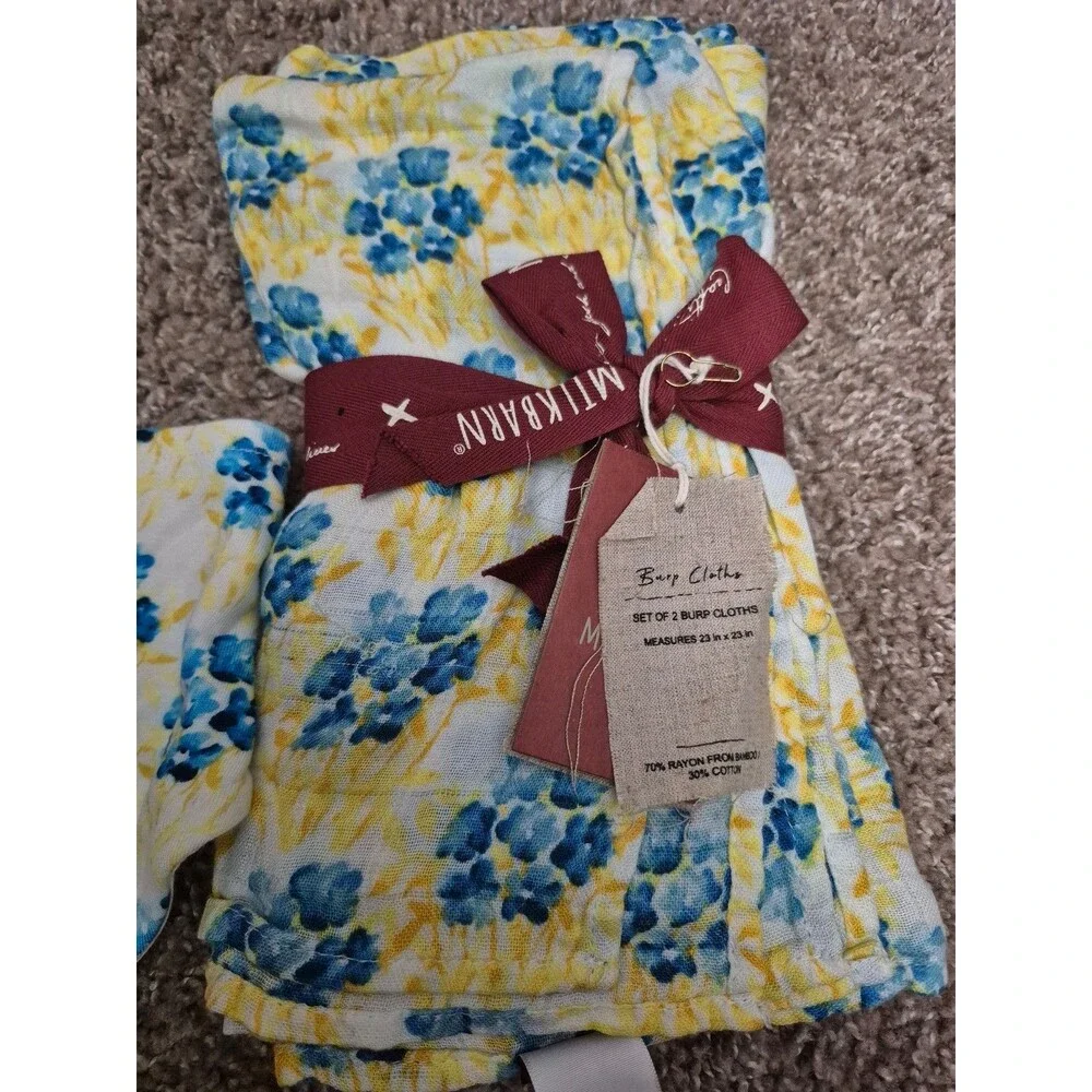 Milkbarn bamboo bib & burp cloths new with tags floral